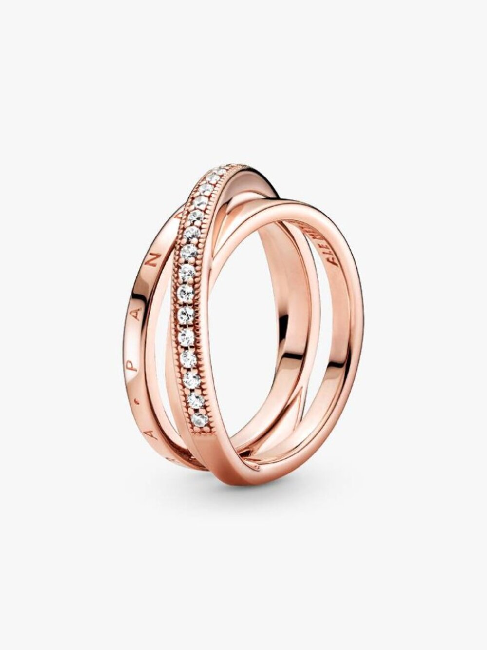 Pandora Crossover Pav�� Triple Band Ring